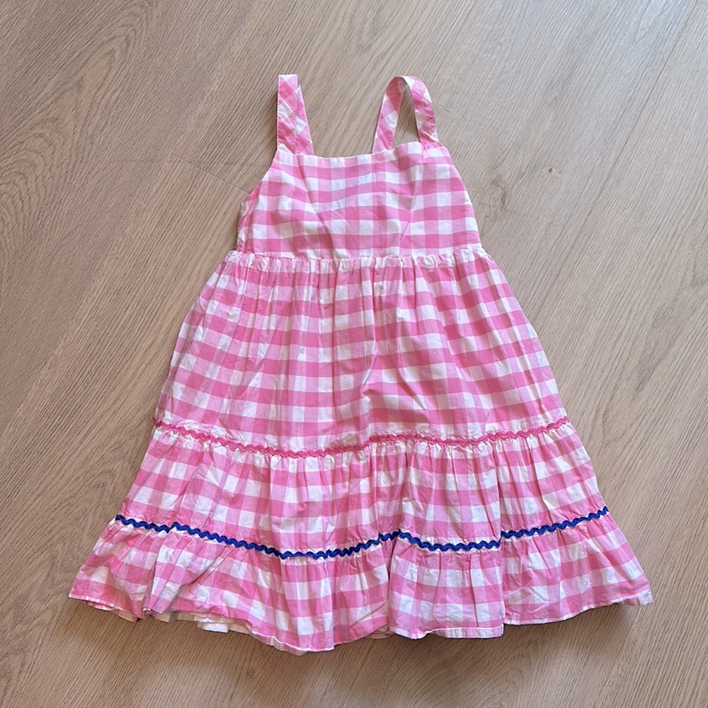Tahari Pink & White Gingham Plaid Tank Dress Girl’s 7 Summer Spring